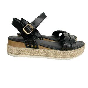 Cushionaire Size 9 Espadrille Sandal Strappy Braided Black